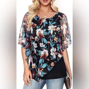 Cestyle Mesh Poncho Overlay Summer Tank, size 3XL